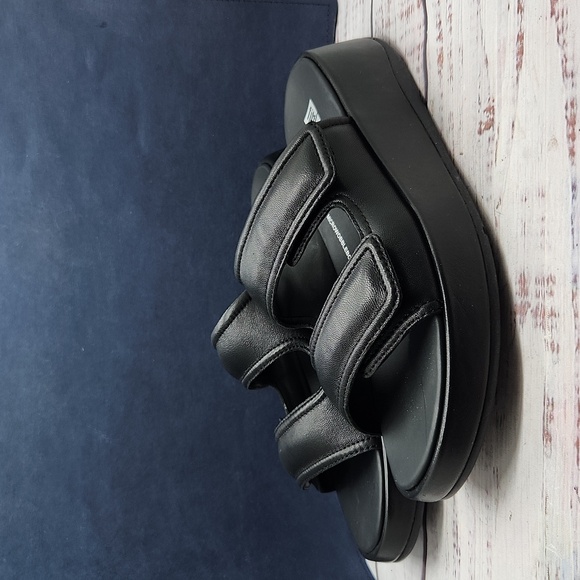 NEW Fitflop | F-Mode Padded Leather Flatform Two-Bar Slides Women's 8 - Picture 3 of 11